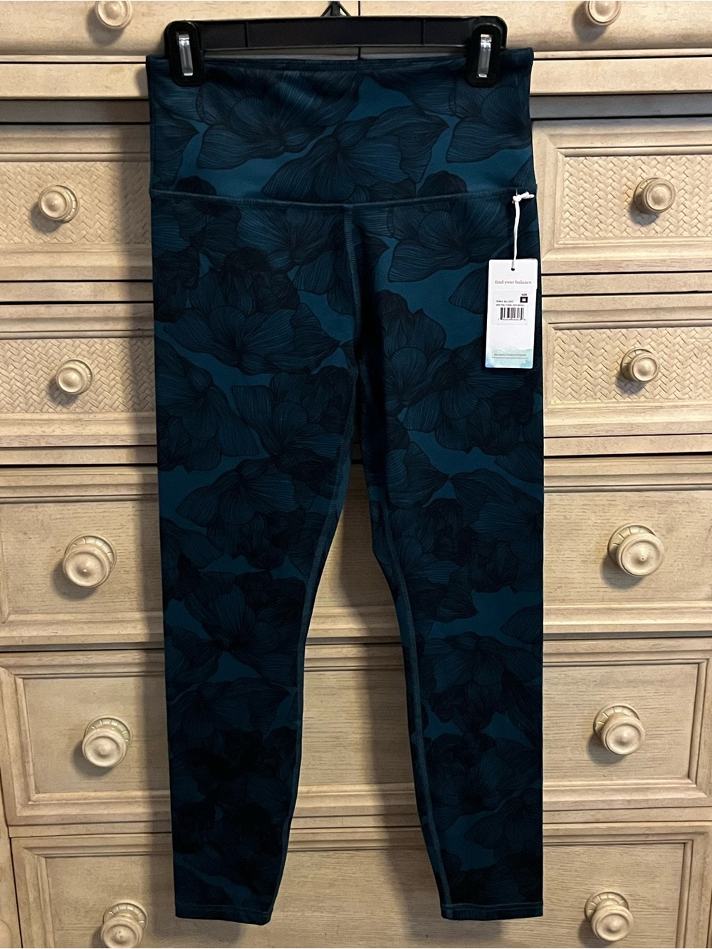 Balance Collection Teal and Black Floral Leggings